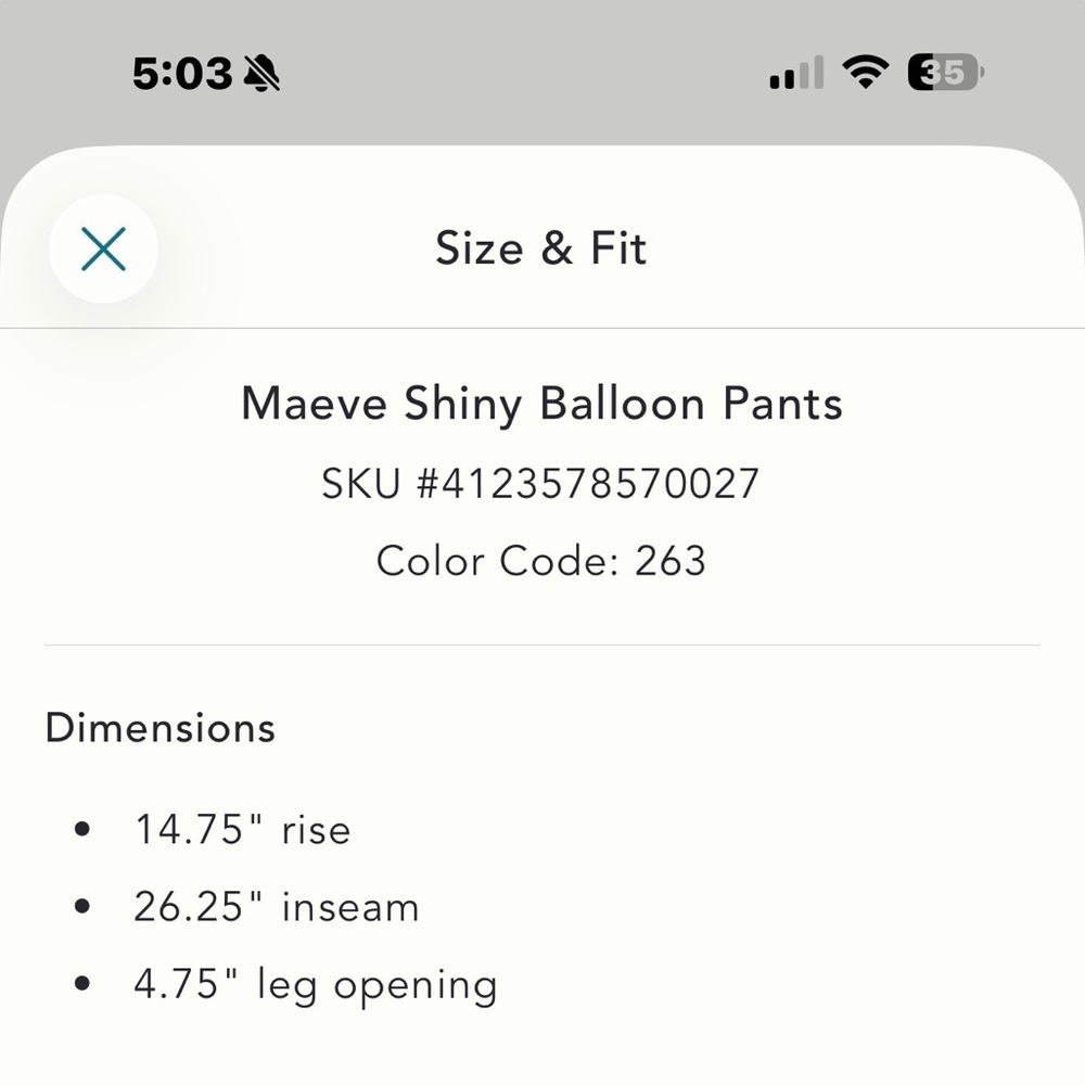 NWT Maeve Shiny Balloon Pants - Medium - Picture 9 of 9